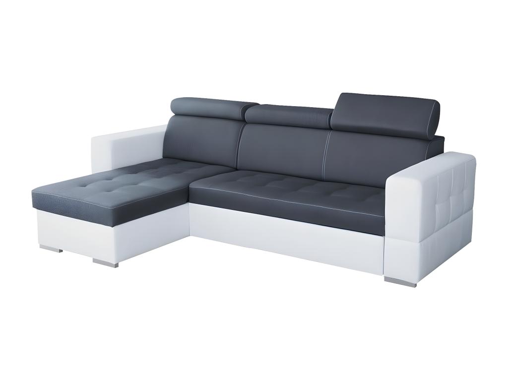 Sofá rinconero gris con función de descanso y caja de ropa de cama 265x175x101 cm - Joliven