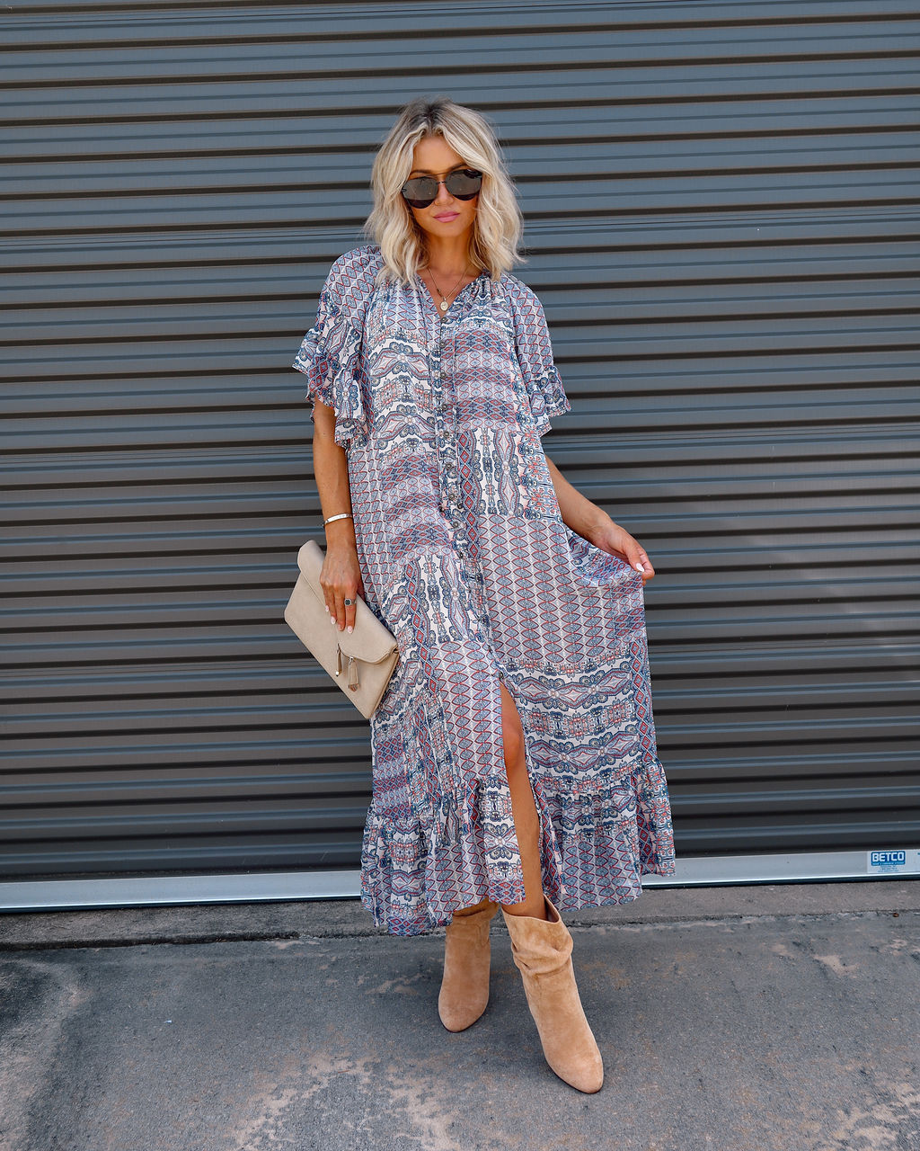 Joleen Patchwork Chiffon Maxi Dress - Se7enfashion