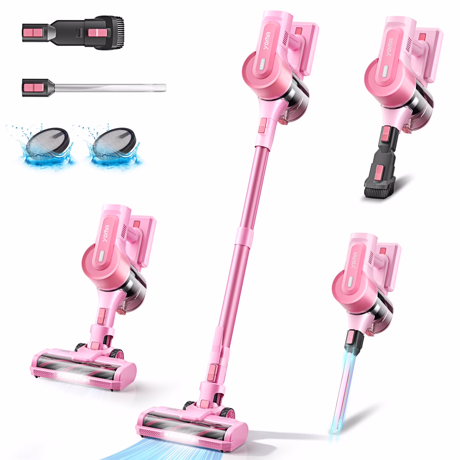 YOMATECH Cordless Vacuum Cleaner, 30kpa/365W Powerful Stick Vacuum, 6 in 1 Lightweight Vacuum Cleaners for Home Hardfloor Carpet Pet Hair(Blue)