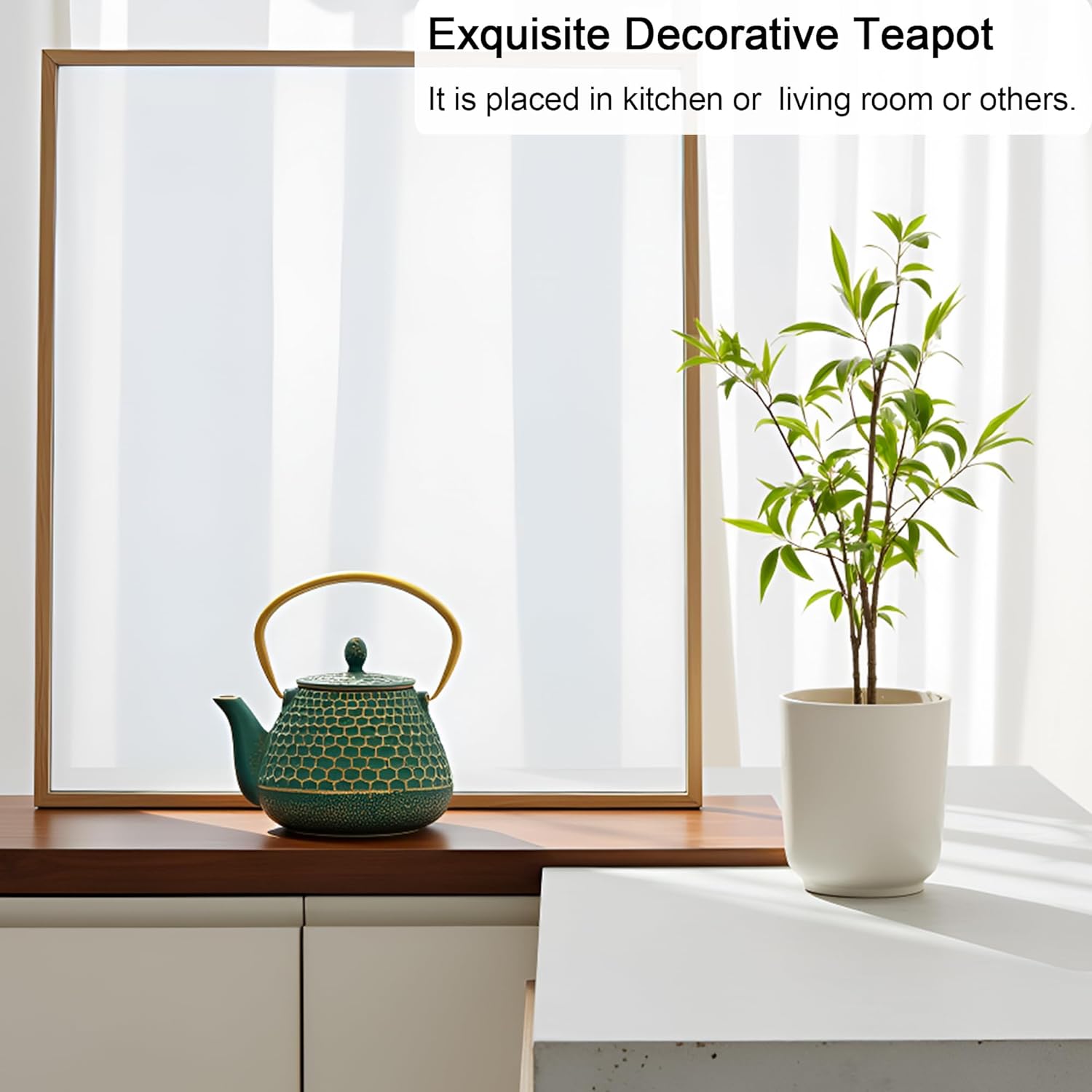 YJX Cast Iron Teapot and Cups Set, 33.8oz Hexagon Pattern Tea Pot Enameled Interior, Tea Kettle for Stovetop, Japanese Teapot Set with Teacups for Adults, Green Kettle with Infuser for Loose Leaf