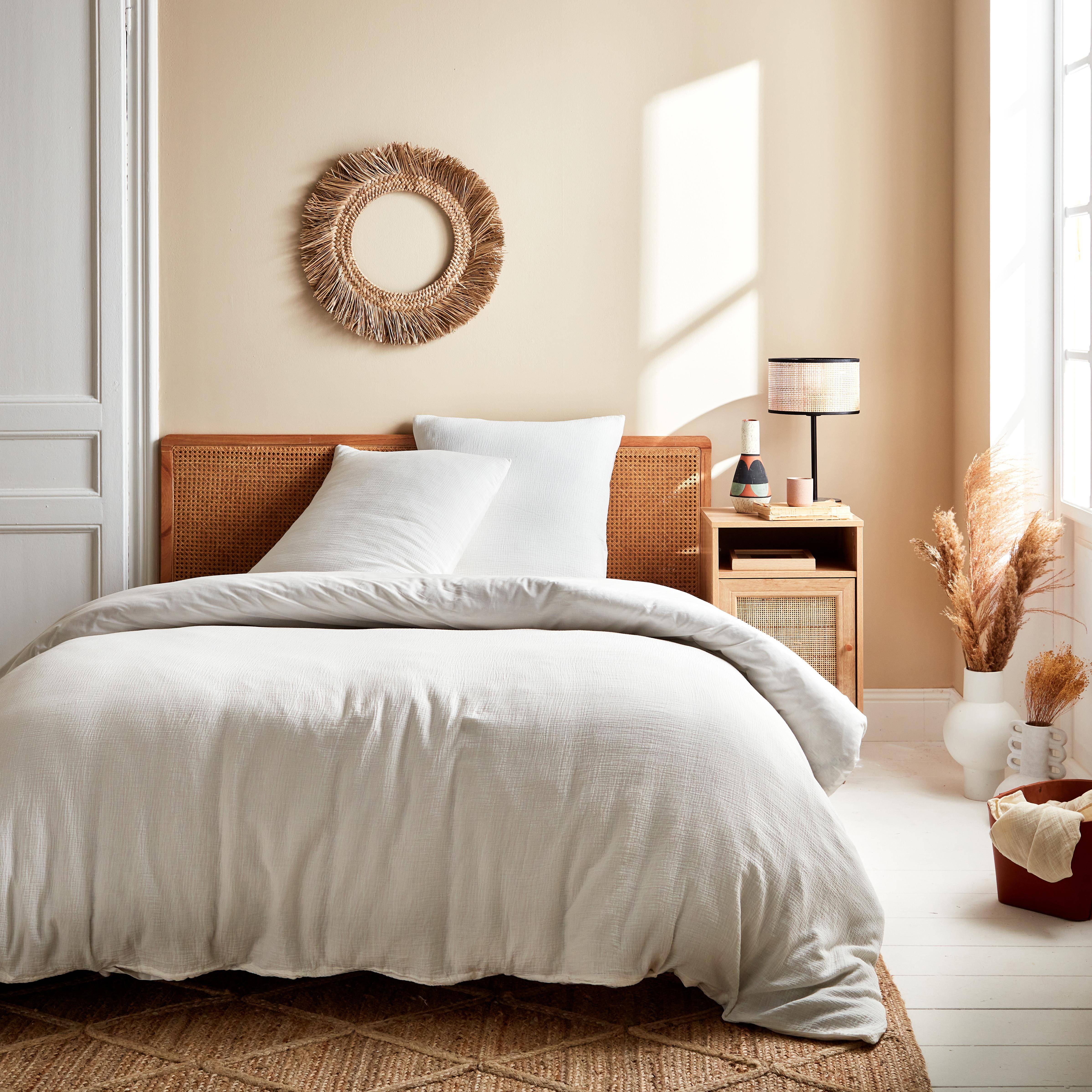 Alix - Ropa de cama de gasa y algodón blanco