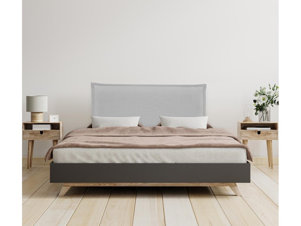 DHOME Cabecero de Lino Natural Liso con Ribete 95x105cm con Patas Camas 90 - Gris Claro