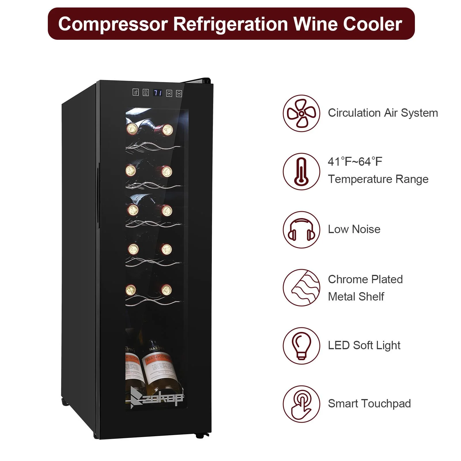 Ktaxon 18 Bottle Compressor Wine Cooler Freestanding Wine Fridge, Fast Cooling, Low Noise - Image 13