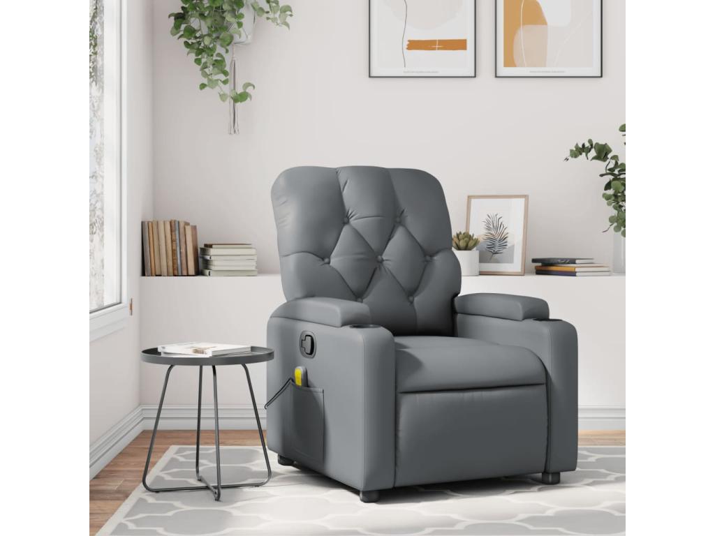Sillón de masaje reclinable Gris Polipiel