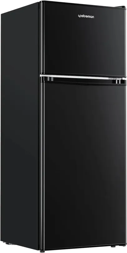 Upstreman 4.0 Cu.Ft Mini Fridge with Freezer – Double Door Compact Refrigerator for Dorm, Office, Bedroom – Adjustable Thermostat, Black (BR401)
