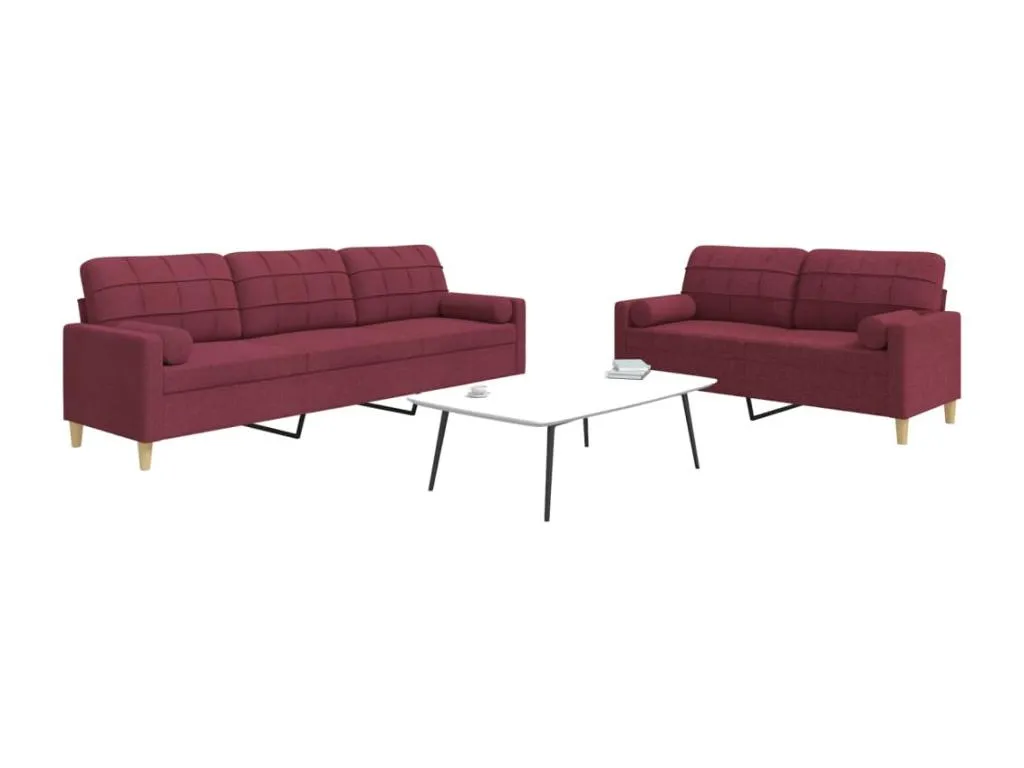 Juego de sofás con cojines 2 piezas tela rojo tinto chaq07536