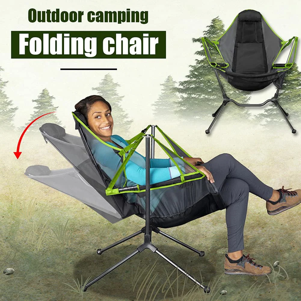 VEANERWOOD Folding Rocking Camping Chair With Pocket, Steel, 330lbs Capacity - Image 2 VEANERWOOD Folding Rocking Camping Chair With Pocket, Steel, 330lbs Capacity - Image 2