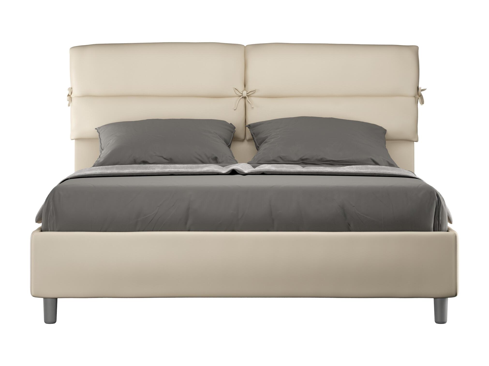 Cama contenedor tapizada en símil piel gris tórtola Nandy 160x190