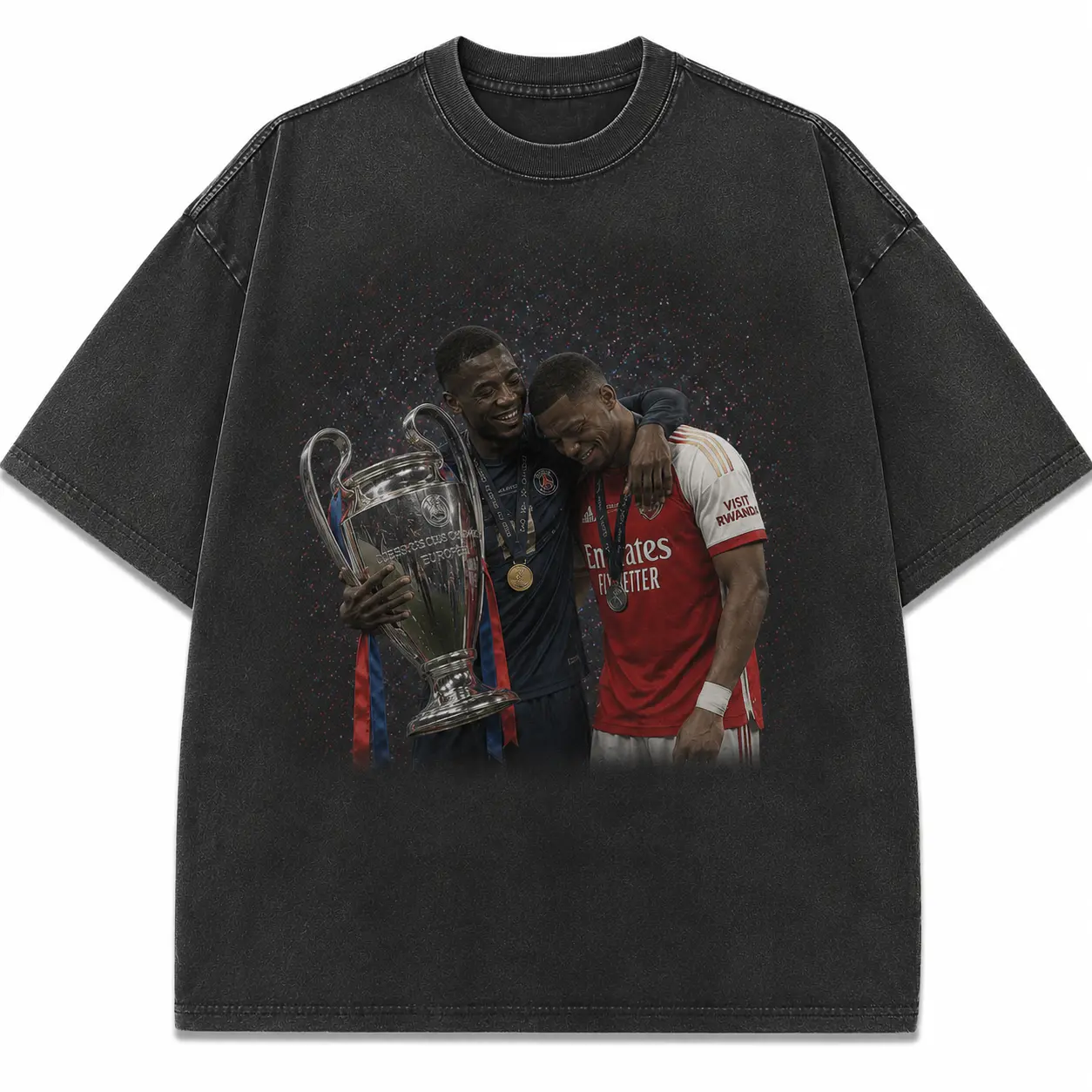 UCL Champions Trophy Dream Scene Football Printed Unisex Washed T-Shirt