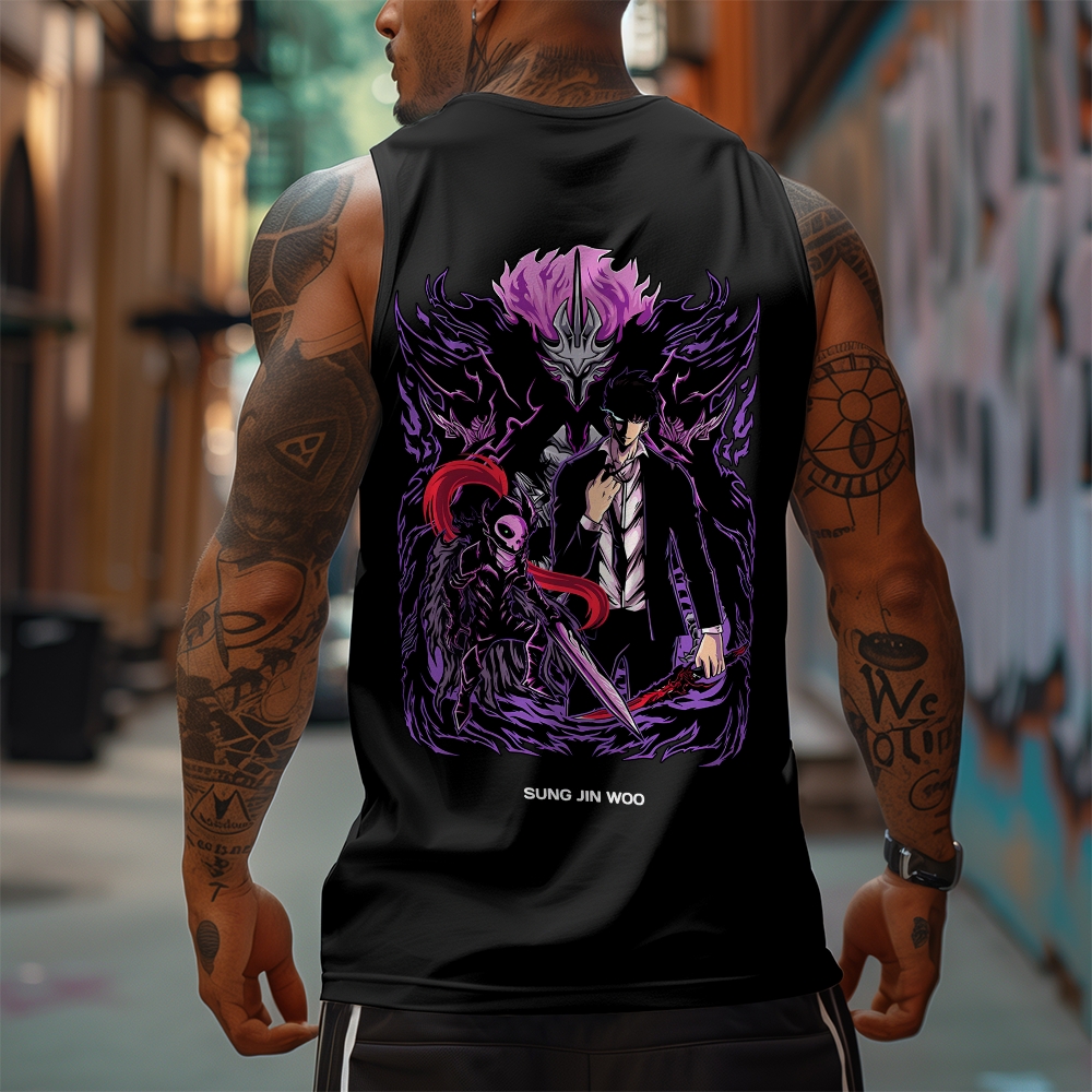 Oversized Anime Print Gym Tank Top
