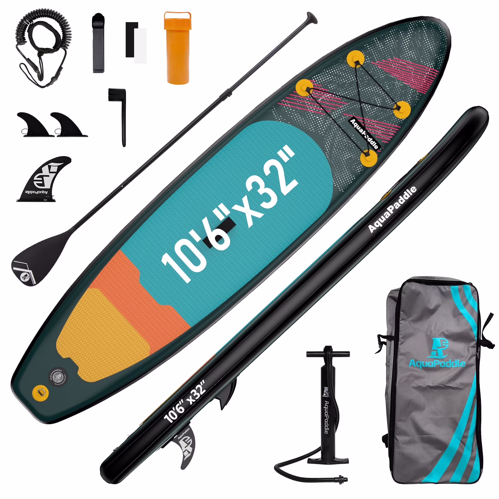 LNOW 10'6 Inflatable Stand Up Paddle Board 6' Thick SUP Paddle Board with Paddleboard Accessories Triple Action Pump