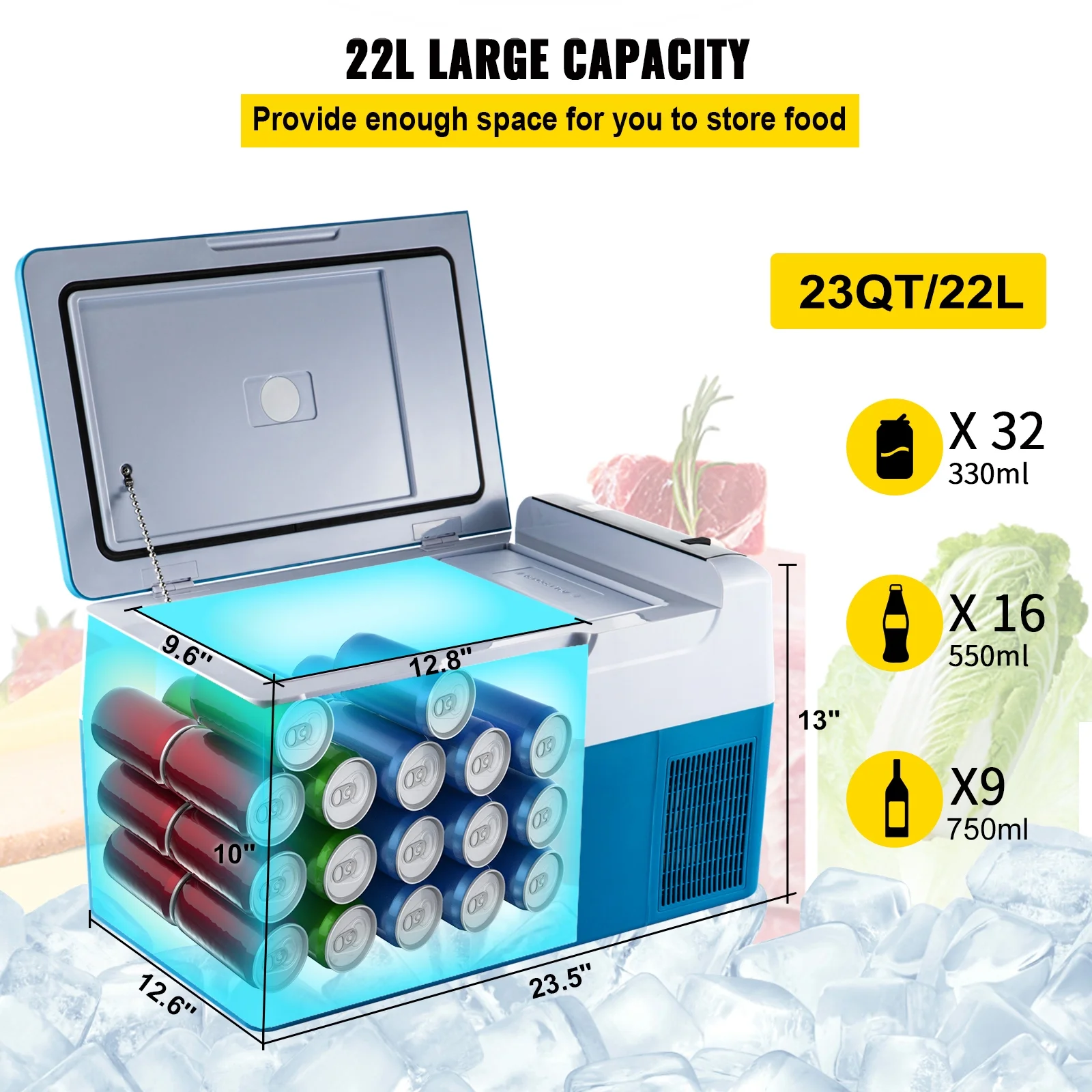 BENTISM 22L Portable Car Refrigerator, 23 Quart RV Fridge, 12/24V DC & 110-240V AC Vehicle Car Truck Boat Mini Electric Cooler for Driving Travel Fishing Outdoor and Home Use - Image 11
