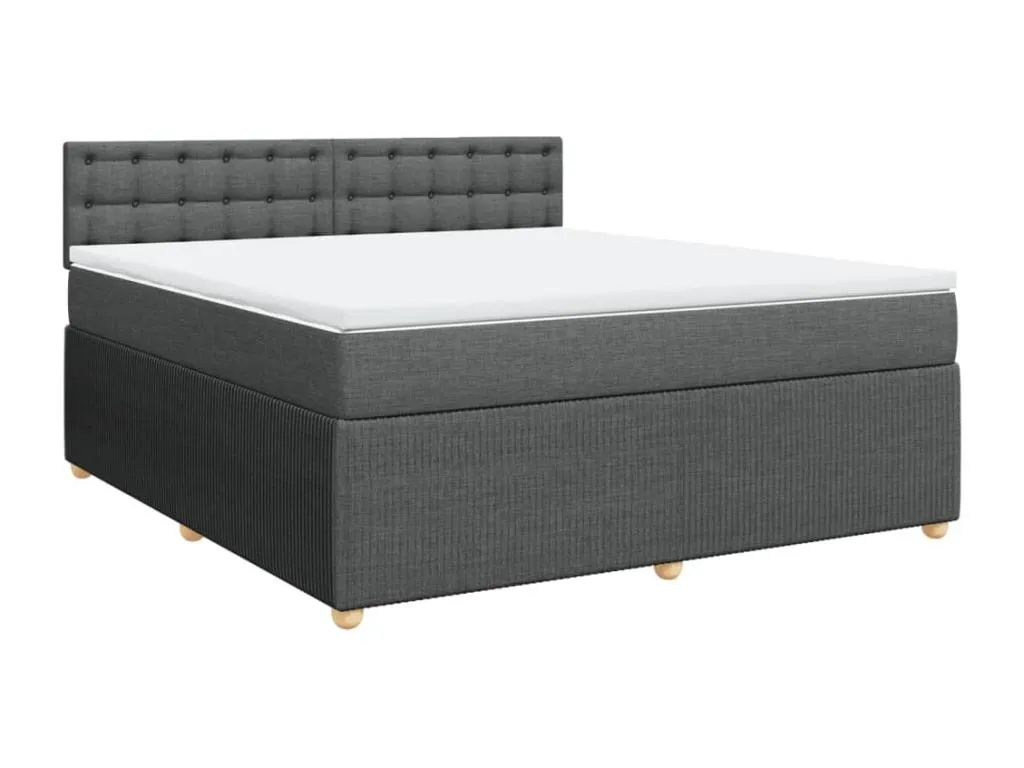 Cama box spring con colchón tela gris oscuro 180x200 cm bgp3521066