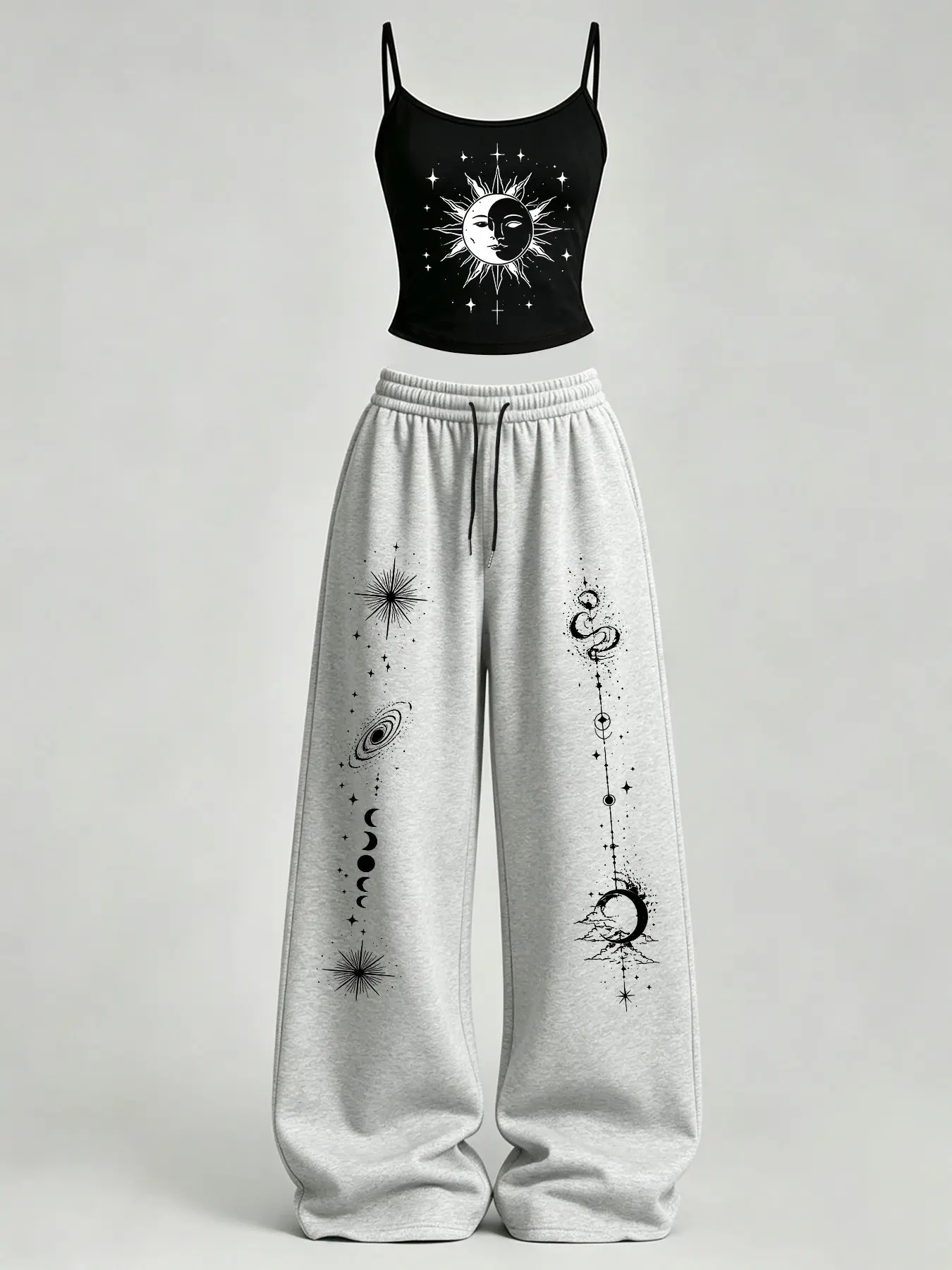 Women's Casual Slim-Fit Tank Top & Loose Pants Set TeeThreads Sustain the Scene with Custom Apparel