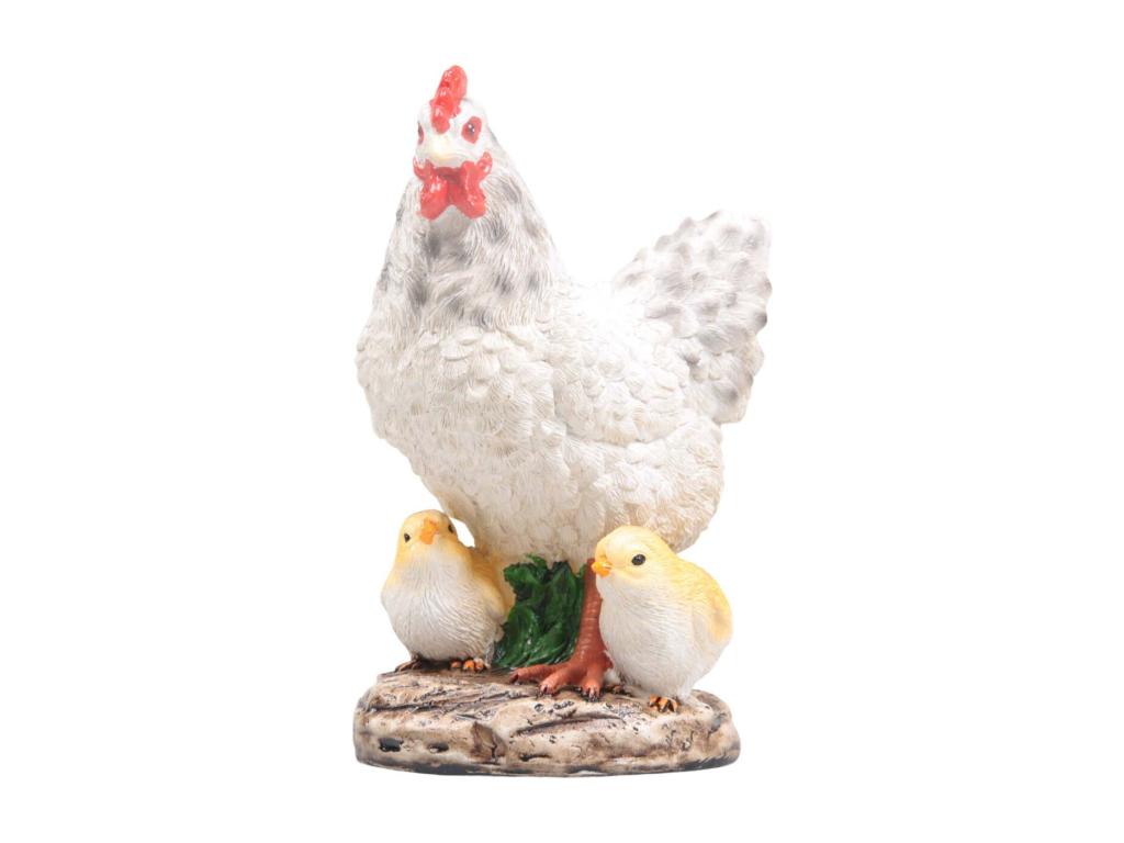 Pollo con pollitos en resina 15 x 11 x 20 cm