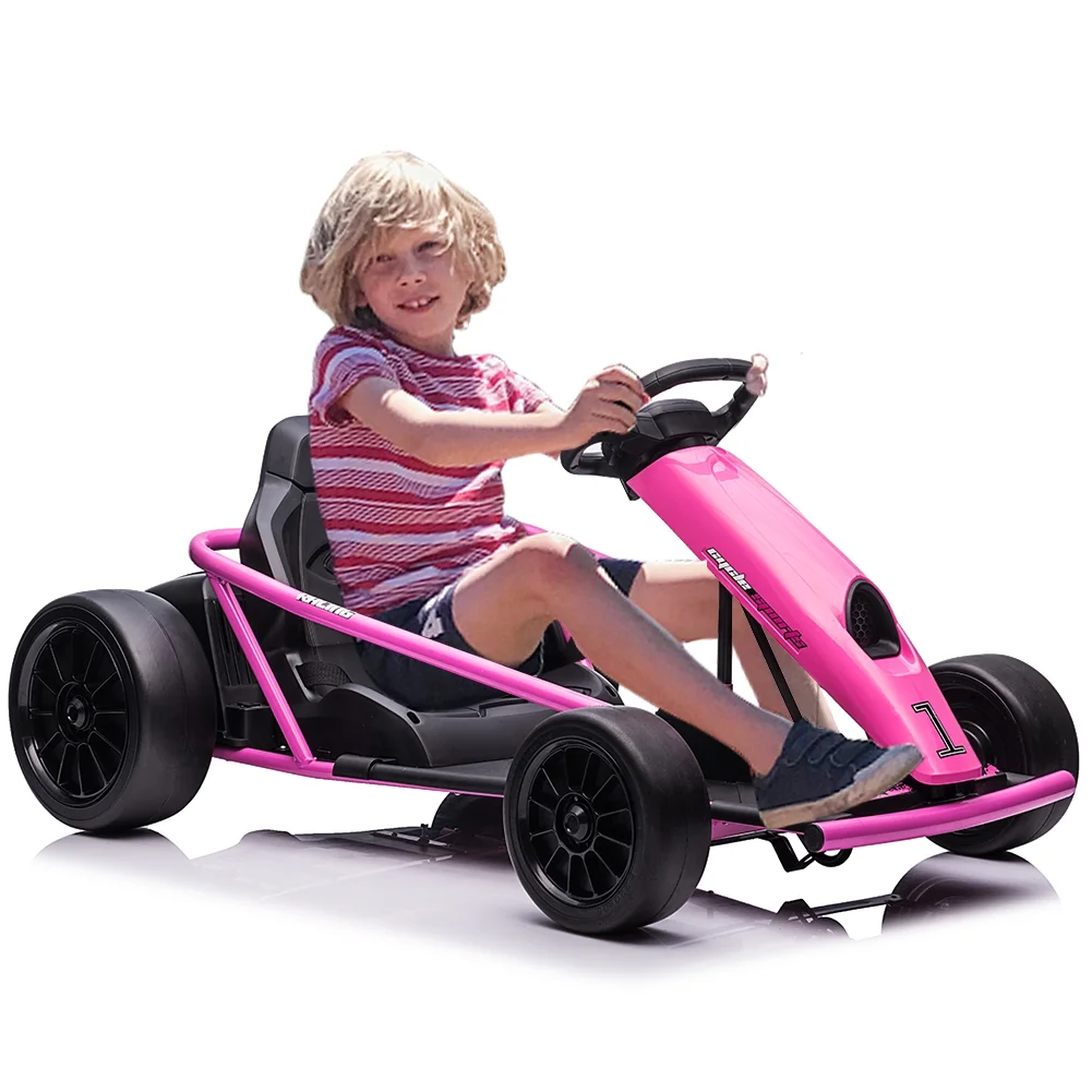 Kojooin Go Kart for Kids,24V Battery 300WX2 Motors Pedal On Foot Go Cart,8MPH High Speed Drifting Car with Slow Start Function,Rose red - Image 8
