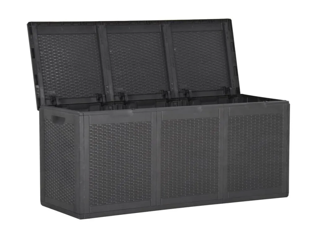 Caja de almacenamiento de jardín 270 l ratán pp negro ase3613123