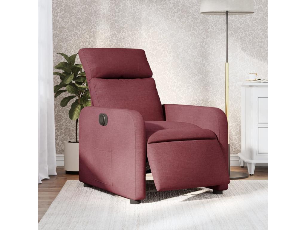 Sillón reclinable eléctrico tela rojo tinto