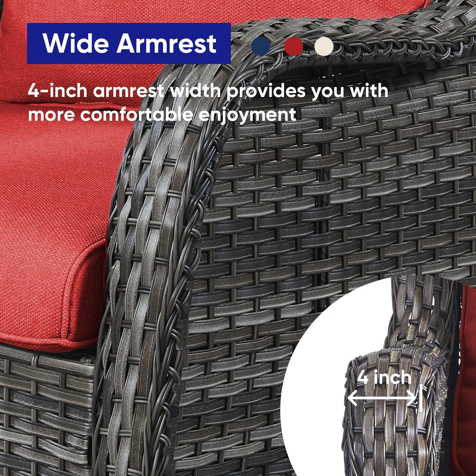 POCASSY 3 Piece Patio Set Outdoor Wicker Glider Rocking and Swivel Chairs with Cushions - Image 37