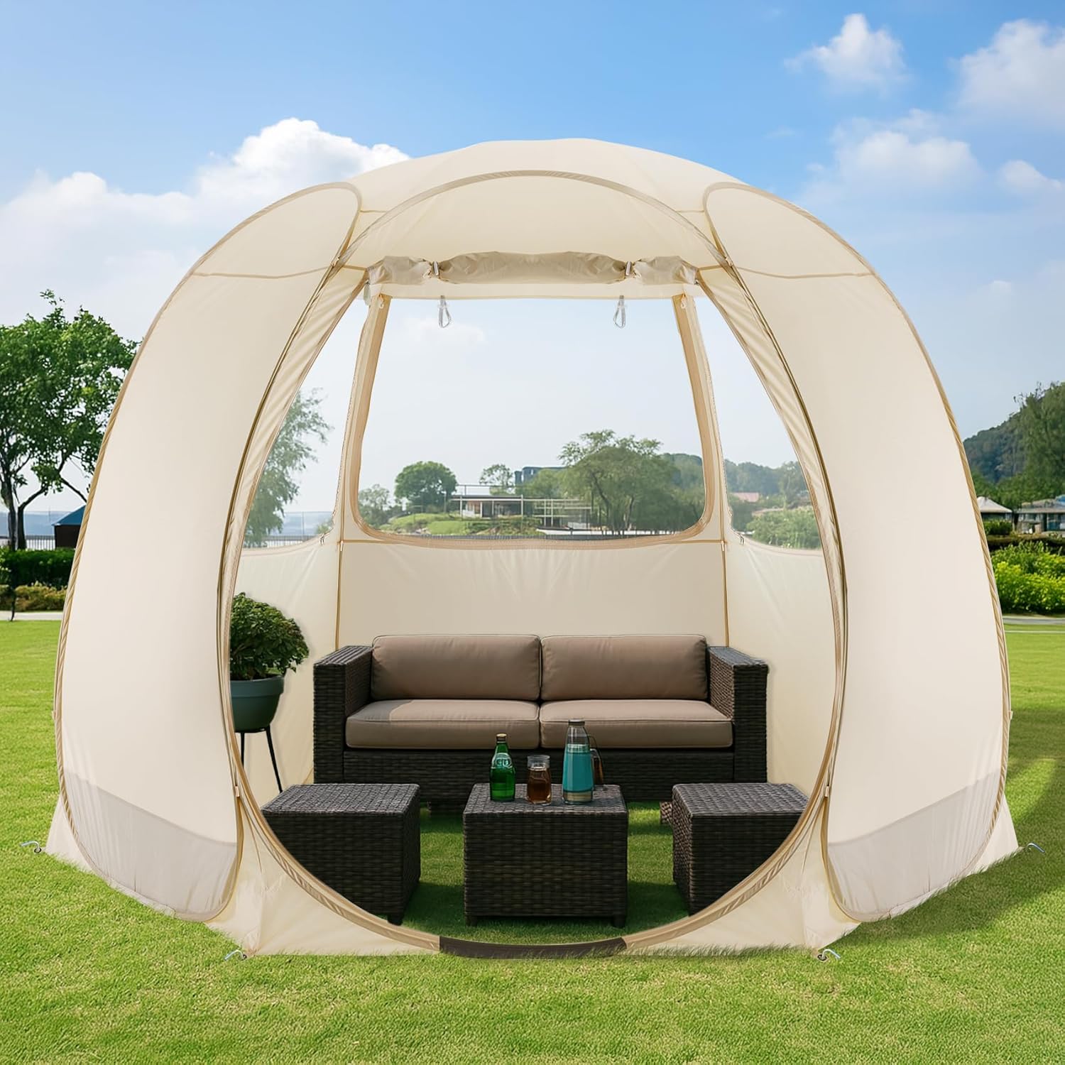 Screen gazebo sleeps 6-10-15 people Igloo-style canopy tent mosquito net on the sides Perfect