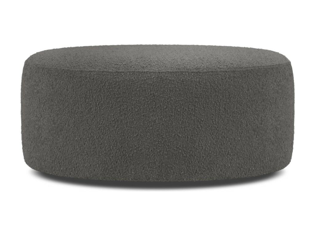 Mubdelu - Puf giratorio "Adam" de tejido bouclé gris oscuro - 80x80x36cm