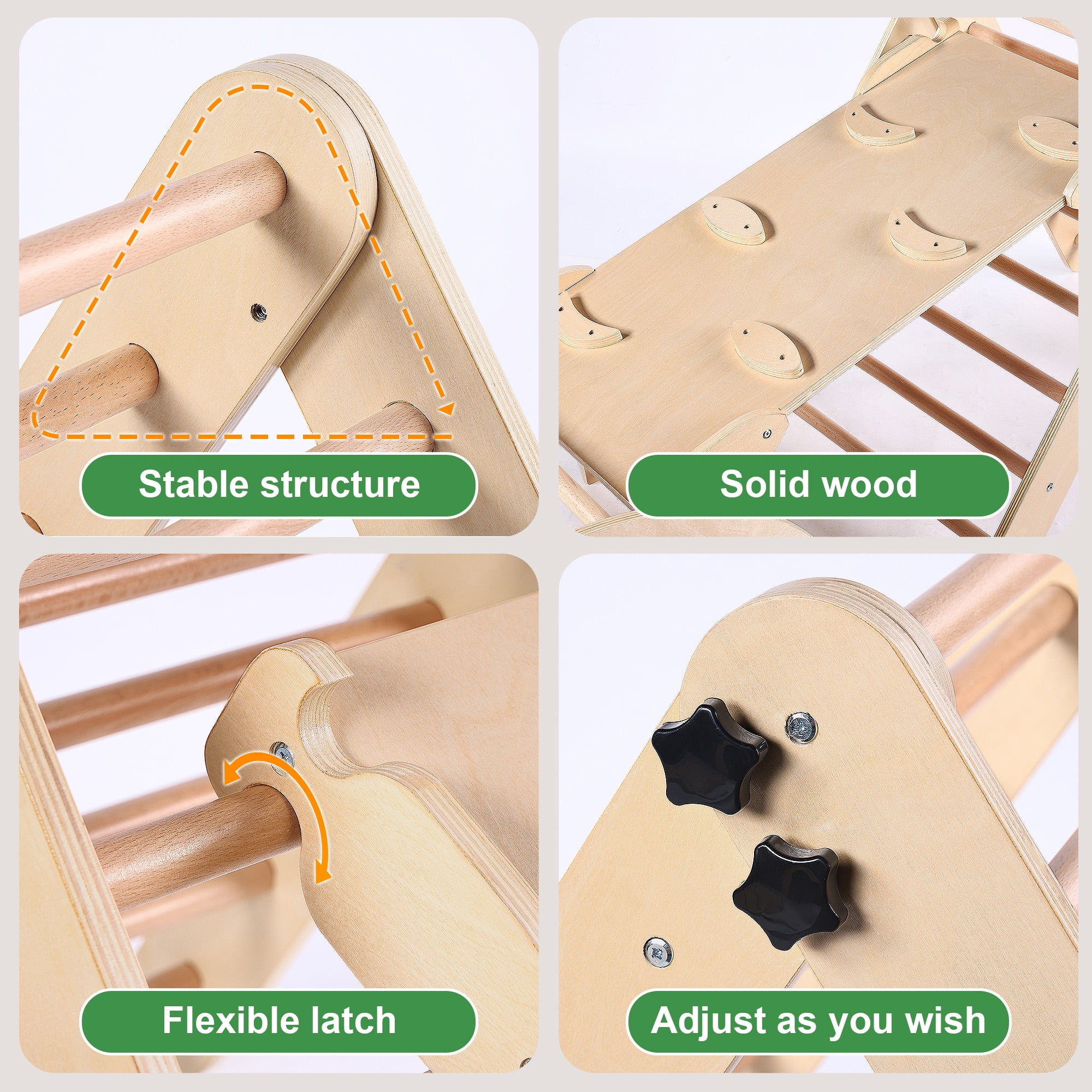 Lookfly 8 in1 Pikler Triangle Set Foldable Baby Climbing Toys for Toddlers 1-6 Inside with Ramp,Toddler Climbing Toys Indoor Baby Gift - Image 4
