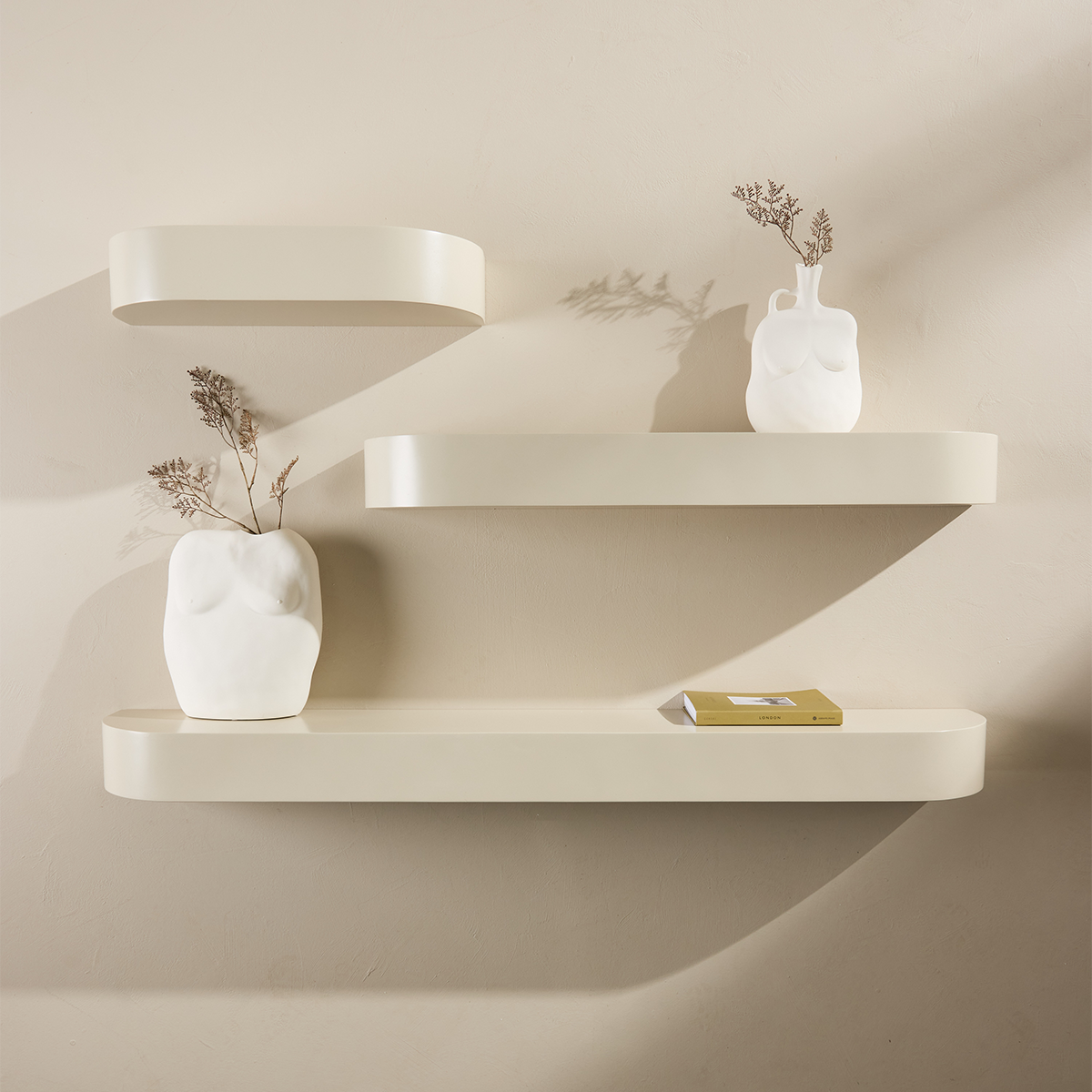 Nest living Sandy Zwevende Wandplanken Beige - Set Van 3