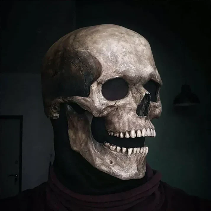 Movable Jaw Realistic Full Head Skull Mask - Human Skeleton Mask for Halloween Party - Image 4 Movable Jaw Realistic Full Head Skull Mask - Human Skeleton Mask for Halloween Party - Image 4