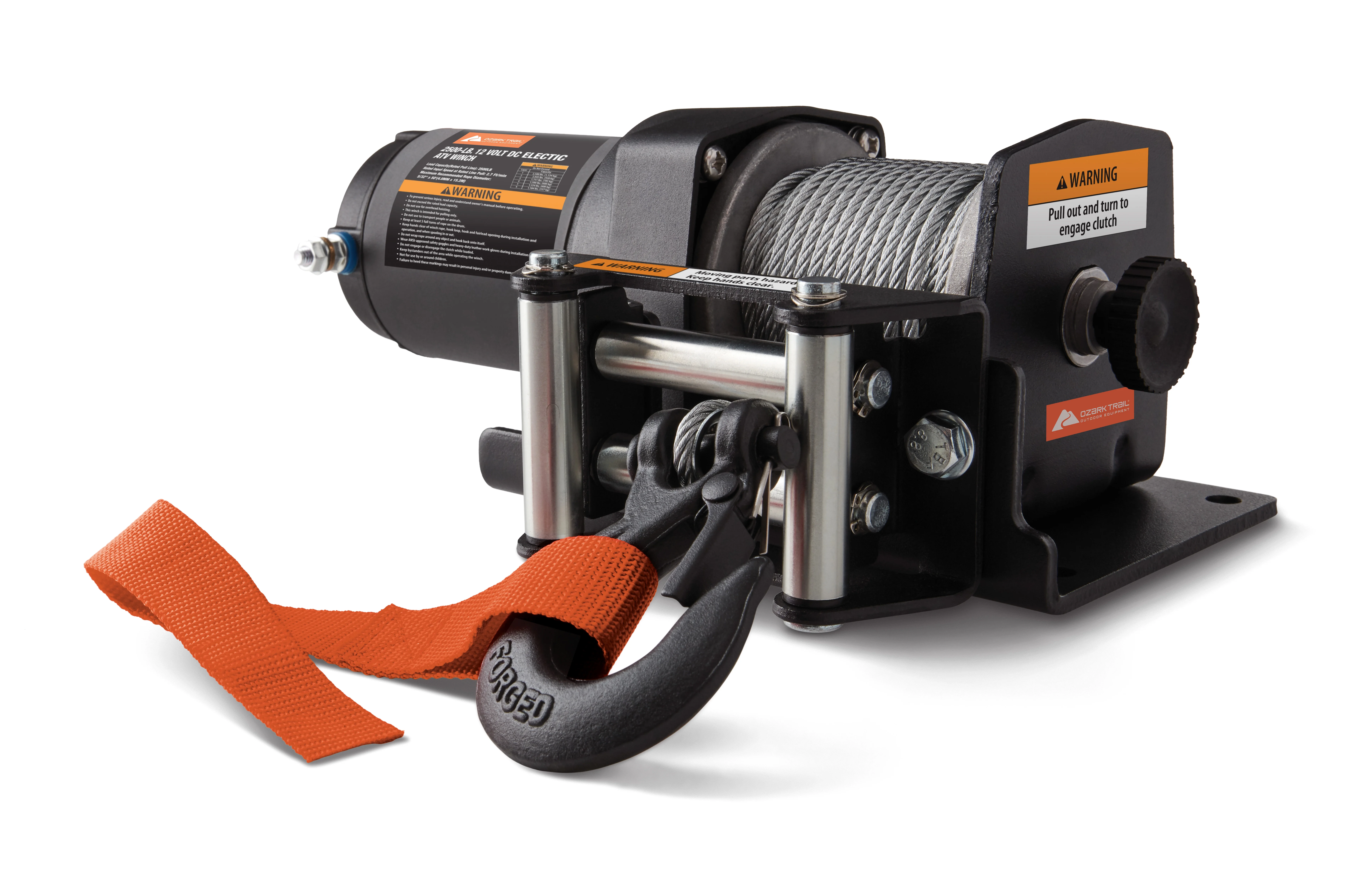 Ozark Trail 2500 lb 12V DC Electric ATV Winch with 50ft. Steel Rope Mounting Bracket, Black - Image 3