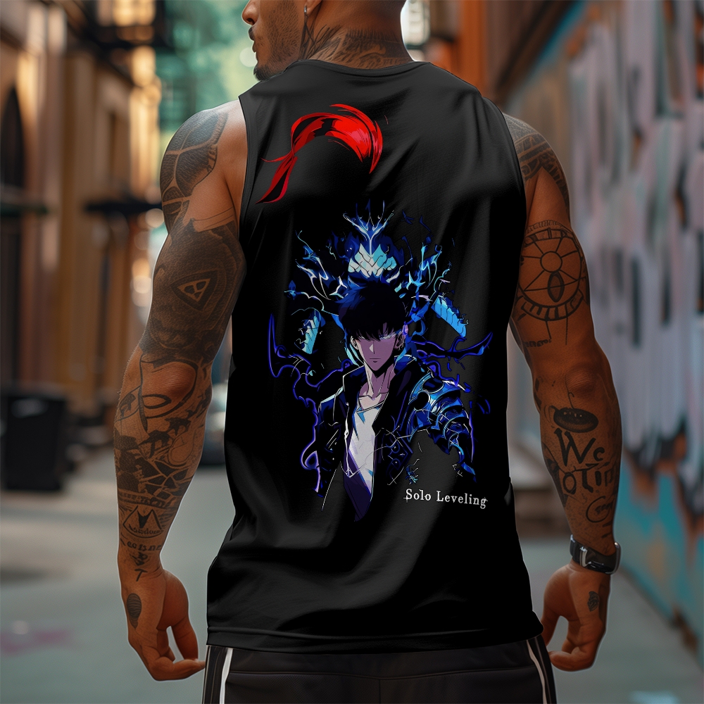 Oversized Anime Print Gym Tank Top