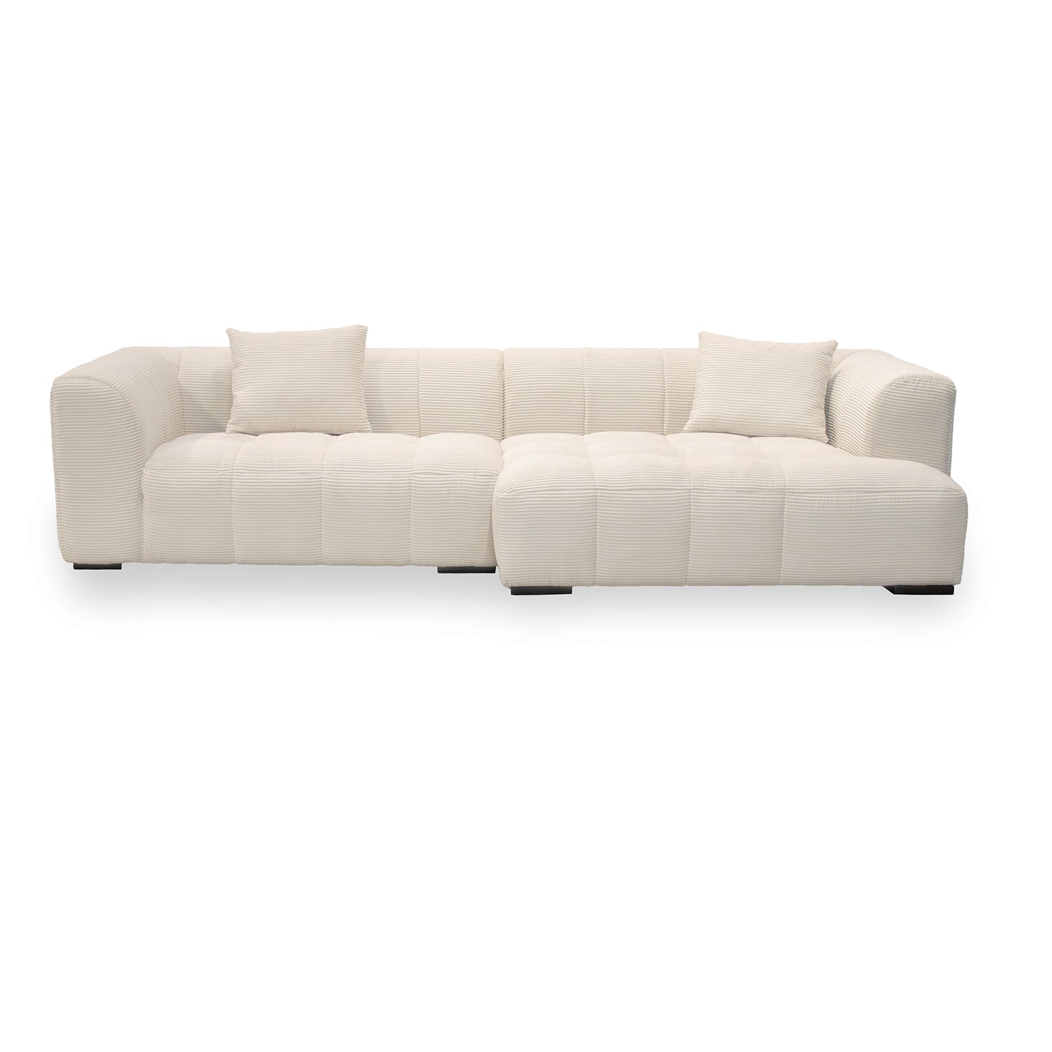 Sofá de Terciopelo de Cords Anchos en Color Claro - Derecho - 300 cm c1b39fn47