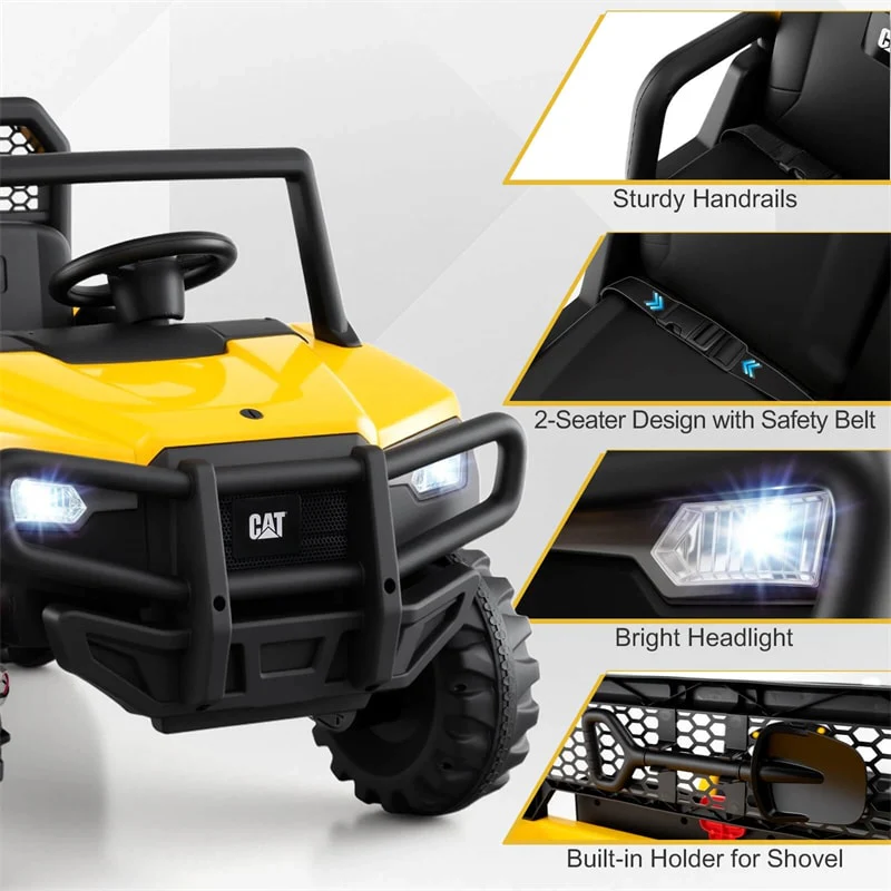 Eletriclife 24V Licensed Caterpillar Ride on Dump Truck 2-Seater Kids UTV Car with Remote Control & Dump Bed