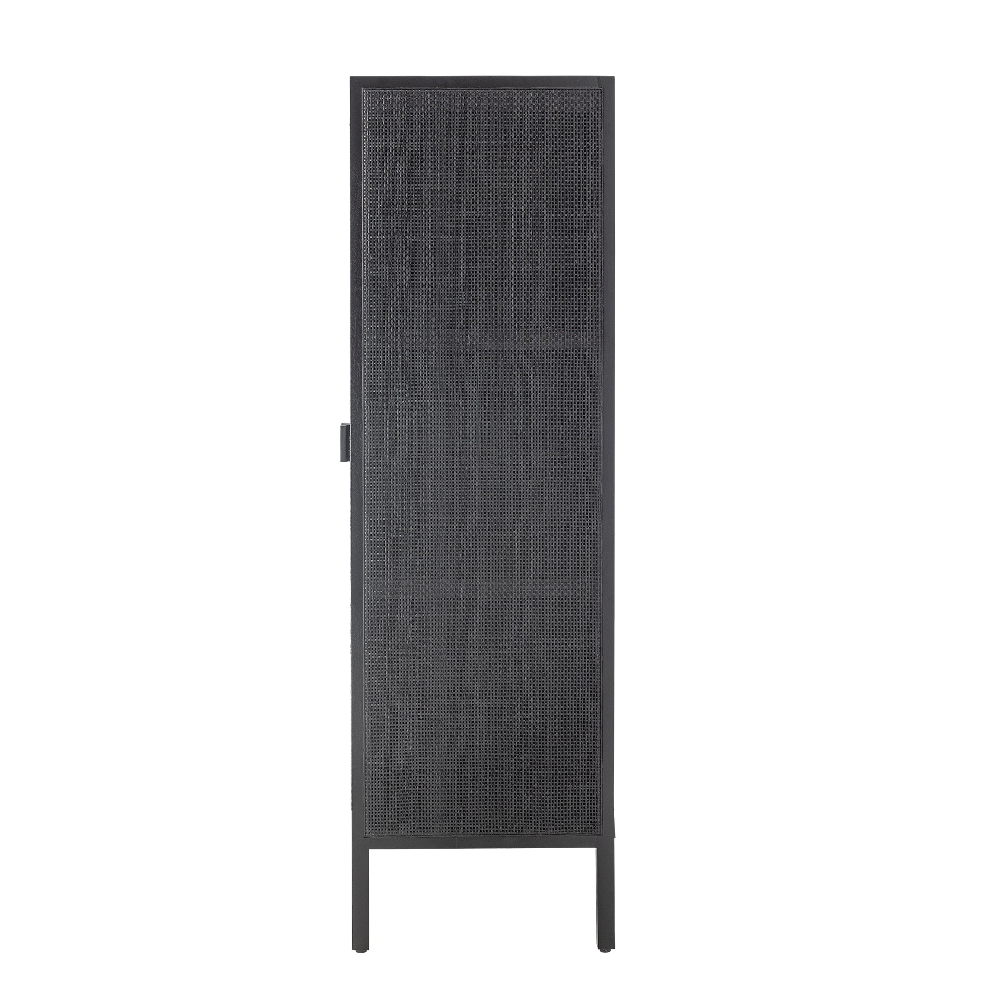 Marikka Black Cabinet, Wood & Rattan