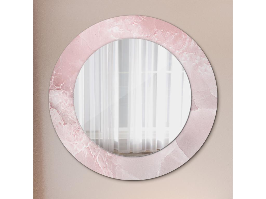 Espejo decorativo redondo - Piedra rosa - 50 cm