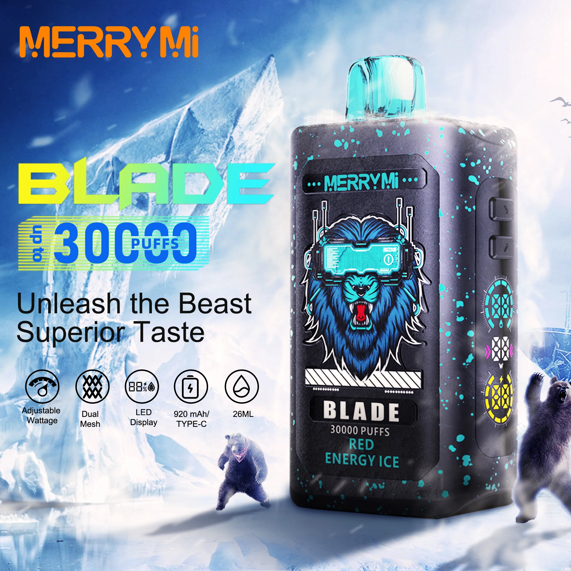 MerryMi Blade 30K újratölthető eldobható e-cigaretta (minden íz)