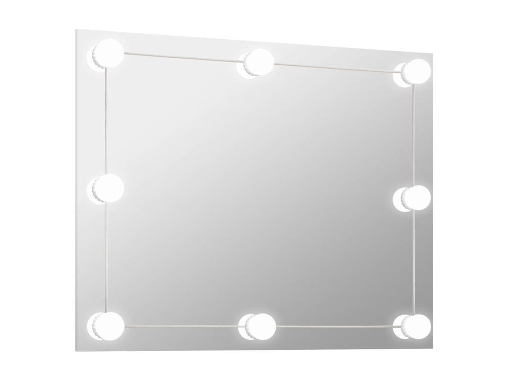 Espejo de pared sin marco con luces LED rectangular de vidrio