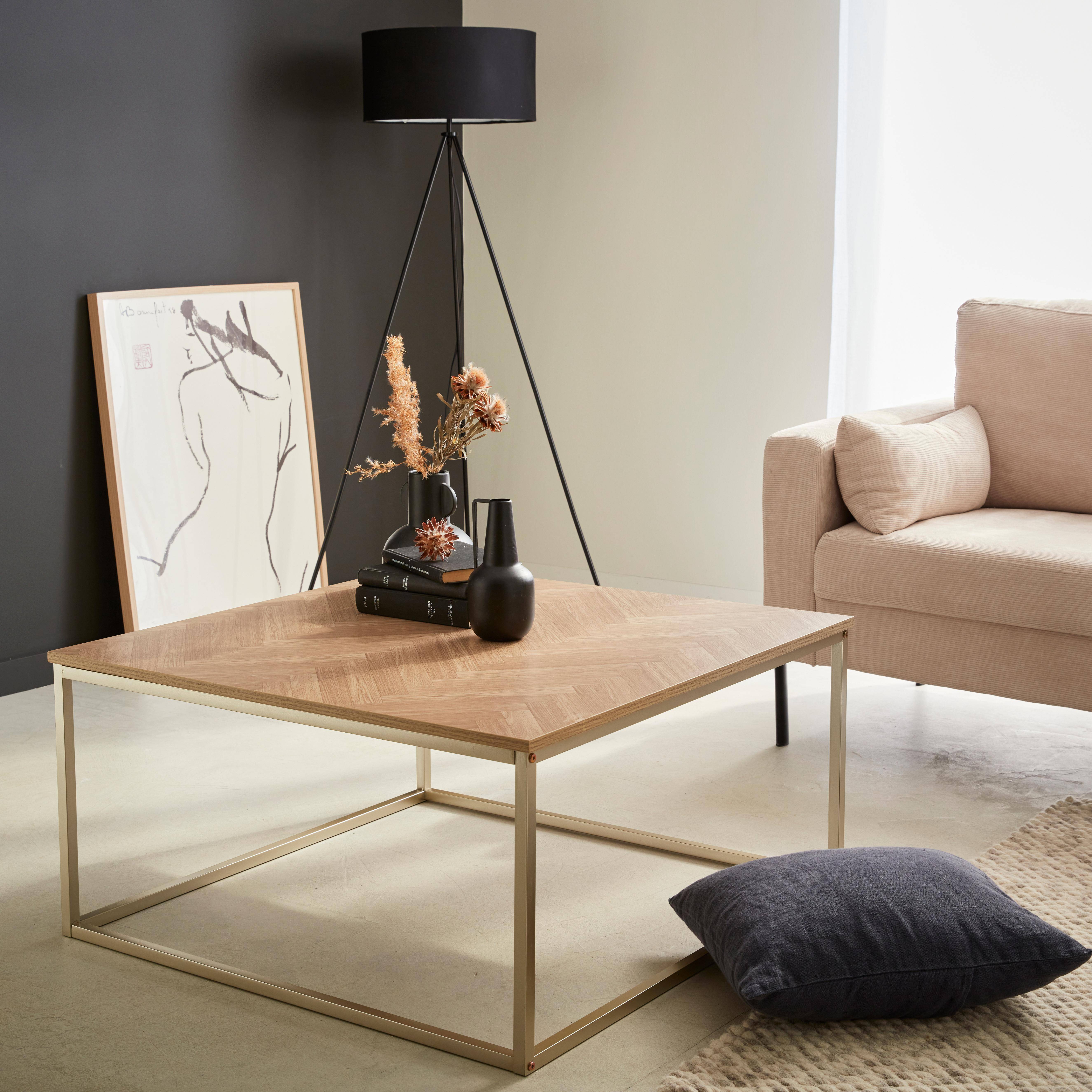 Budapest - Mesa de centro de efecto madera con dibujo de espiga