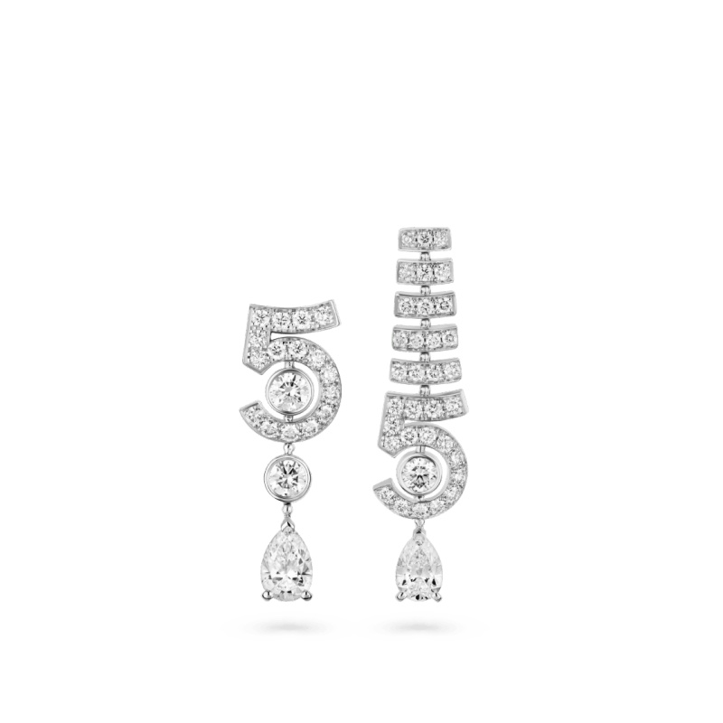 Replicate N°5 Drop White Gold Earrings(1:1 replica) - Original Replica Club