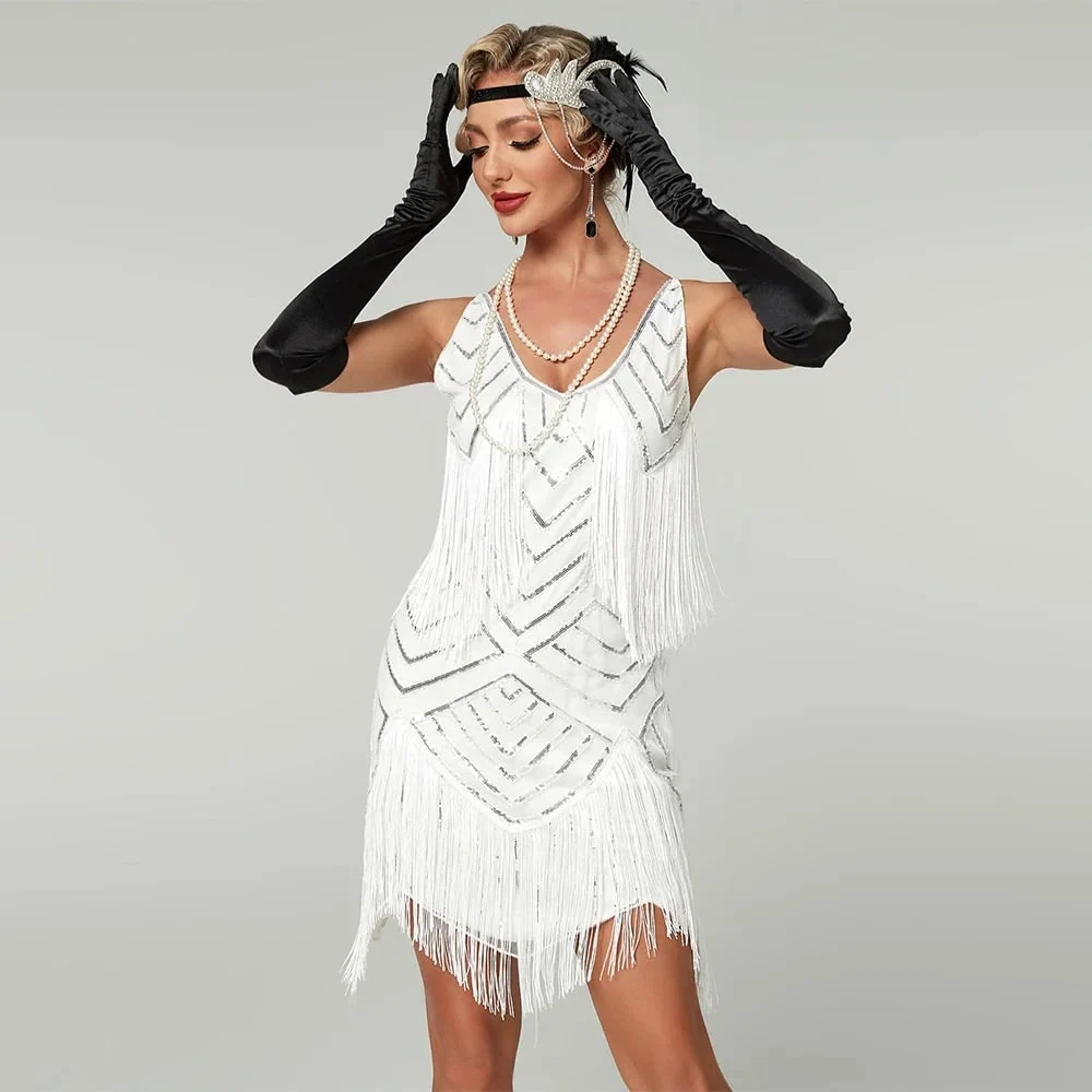 Halloween Costumes Womens Flapper Fringe Dress - Image 5 Halloween Costumes Womens Flapper Fringe Dress - Image 5