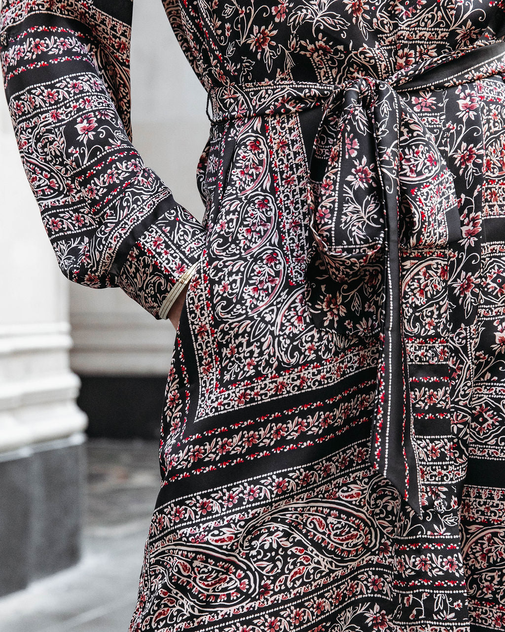 Bentley Pocketed Printed Shirt Dress - Black - Se7enfashion