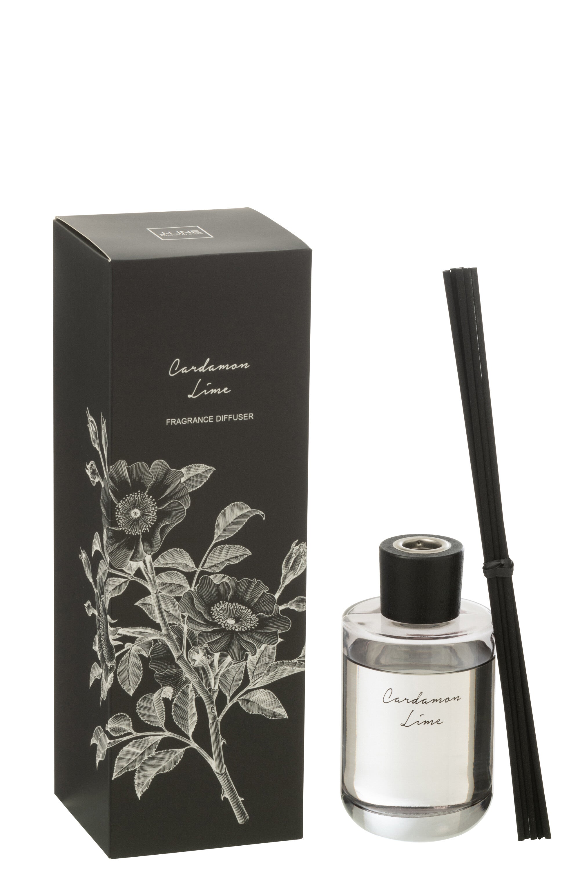 J-Line geurolie Walk in the Woods - Kardemom Limoen - zwart - 180 ml