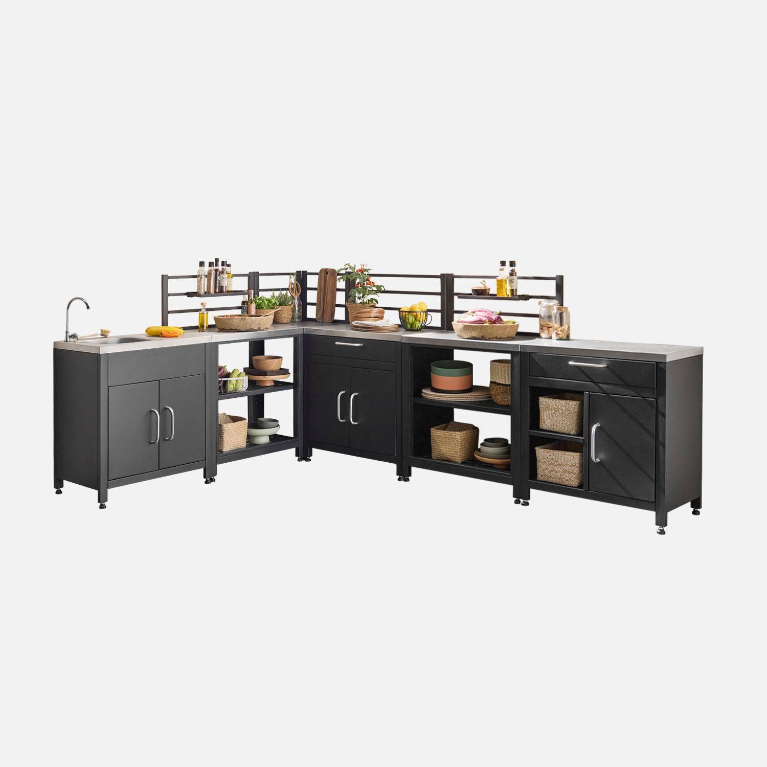 Grimaud 6 módulos - Cocina exterior completa de acero inoxidable de 6 módulos