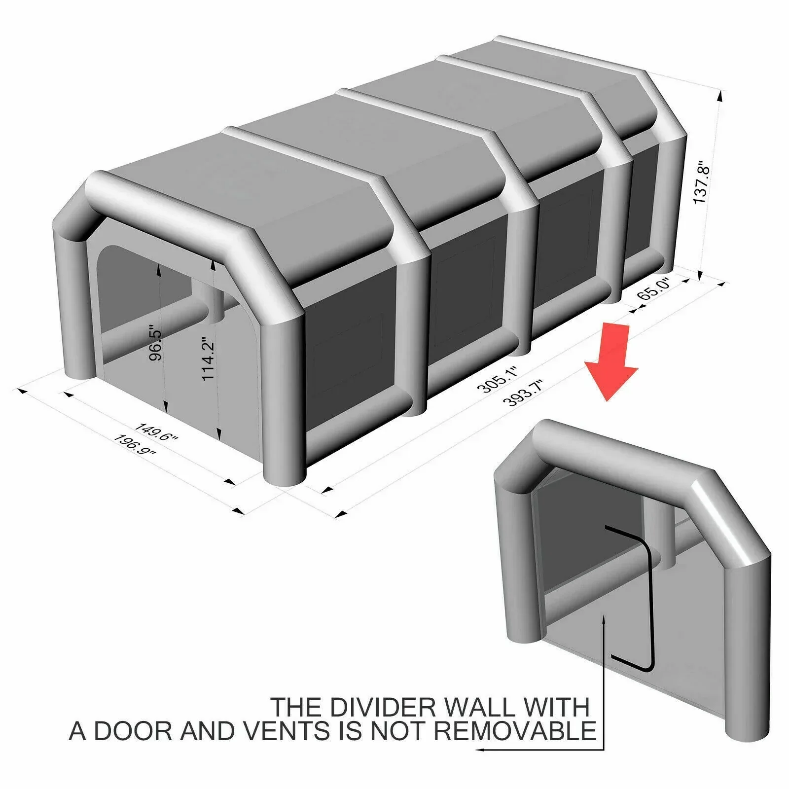 Inflatable Spray Paint Booth Tent 33 x 16.4 x 12 ft With 2 950W And 350W Blowers - Image 9 Inflatable Spray Paint Booth Tent 33 x 16.4 x 12 ft With 2 950W And 350W Blowers - Image 9