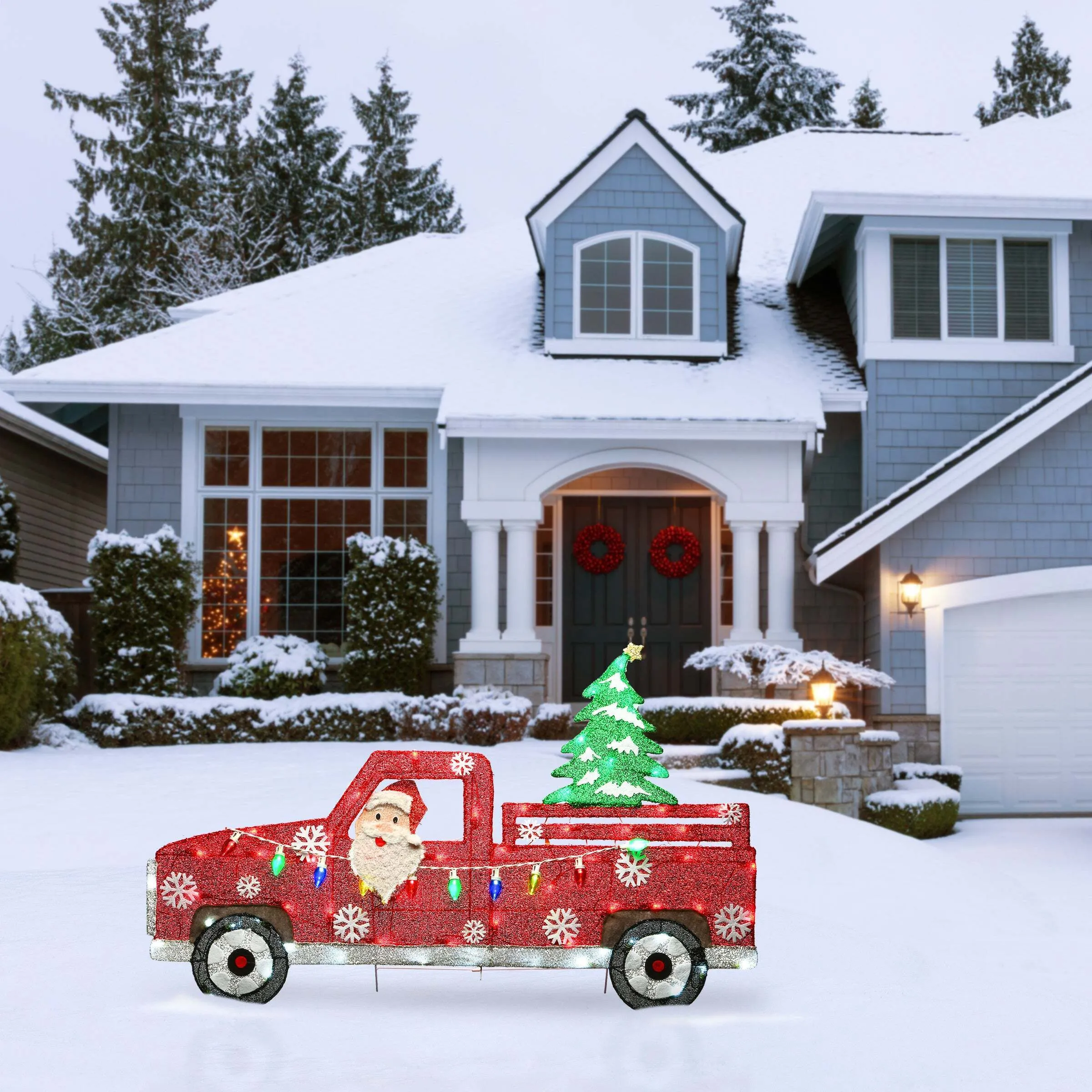 WAYFAIR Santa Claus Driving A Bright Red Truck