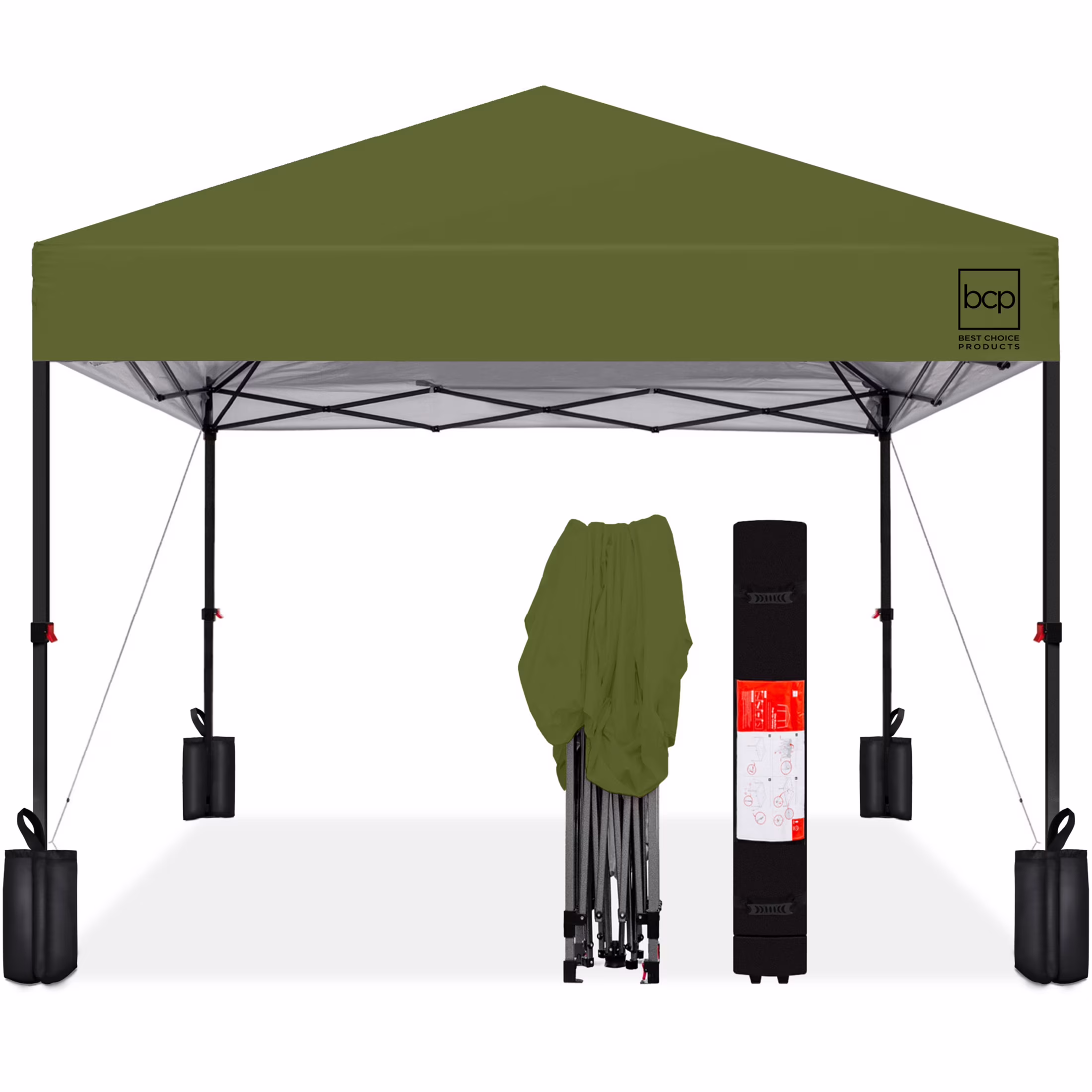 Best Choice Products 10x10ft Easy Setup Pop Up Canopy w/ 1-Button Setup, Wheeled Case, 4 Weight Bags - White - Image 5
