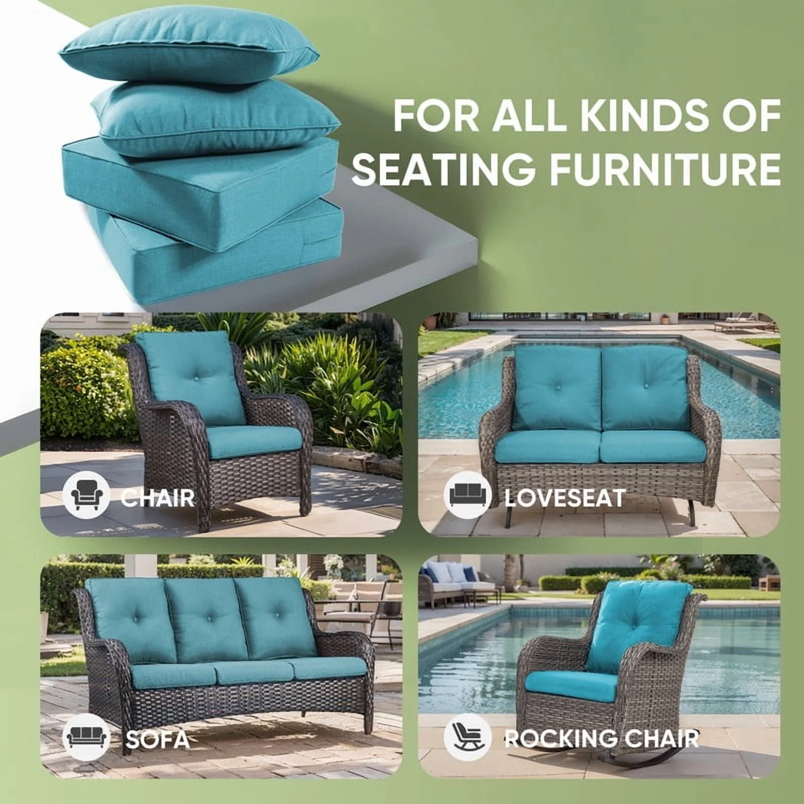 Bellefurn Outdoor Deep Seat Cushion 24 X 24 X 6 inch for Patio Furniture,Outdoor Chair Cushions Waterproof & Fade Resistant Patio Furniture Cushions for Wicker Chair, Sofa, Couch - Image 53