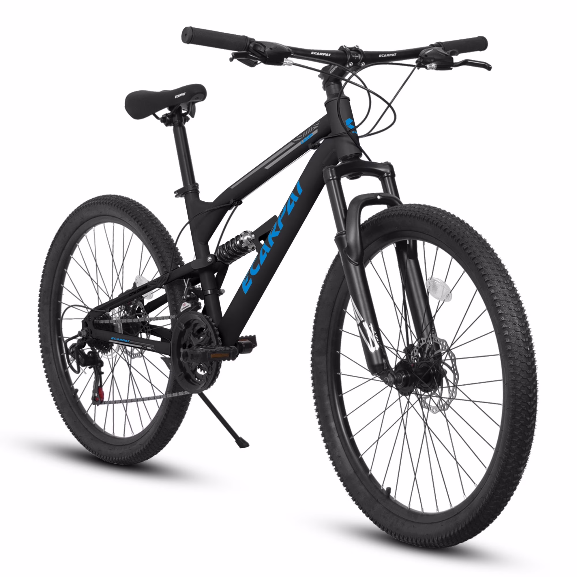 26 Inch Mountain Bike, Dual Full Suspension 21-Speed Disc Brakes Thumb Shifter, Carbon Steel Frame Mountain Bike, Mens Womens Trail Commuter City Bicycles