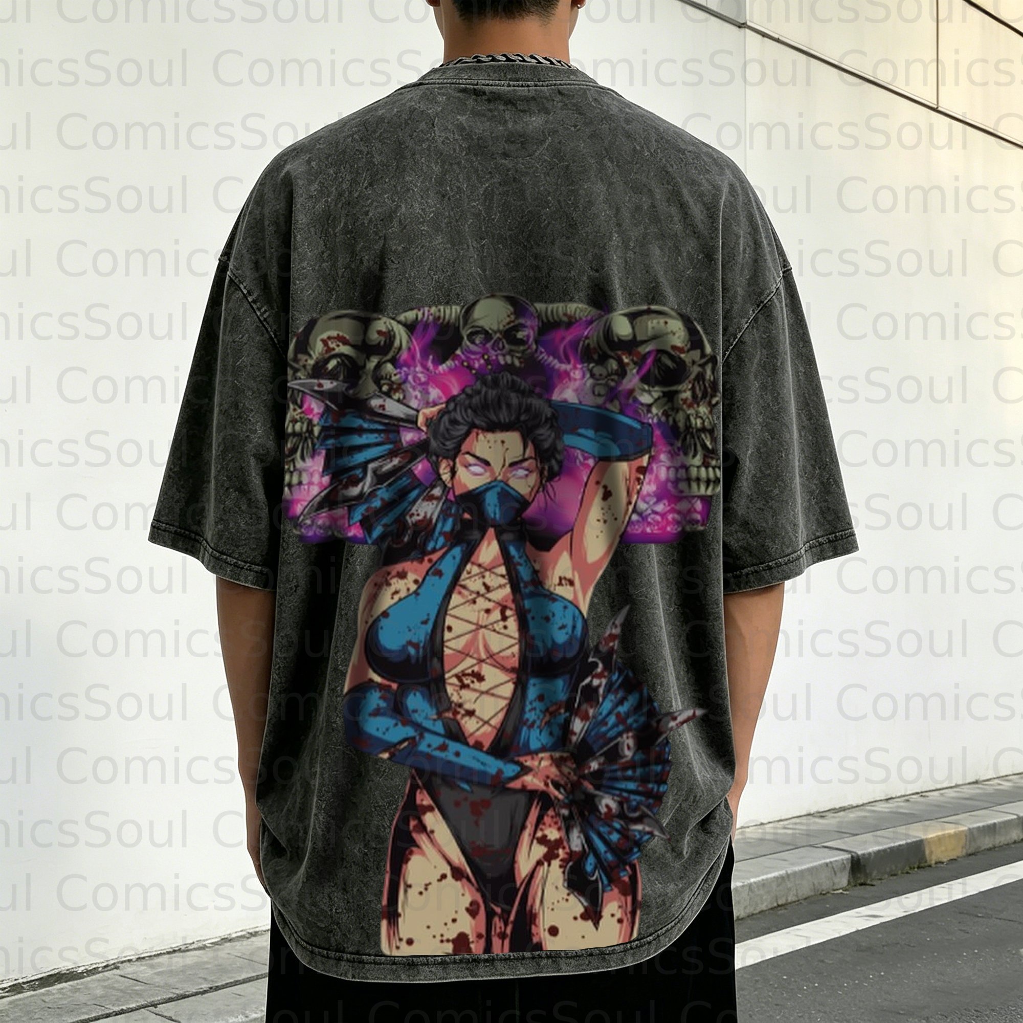 Unisex Anime Inspired Vintage Washed T-Shirt