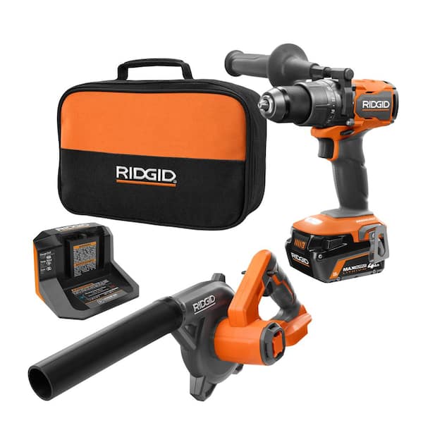 18V Cordless 2-Tool Combo Kit w/ Brushless Hammer Drill/Driver. Jobsite Blower. 4.0 Ah MAX Output Battery. Charger Bag