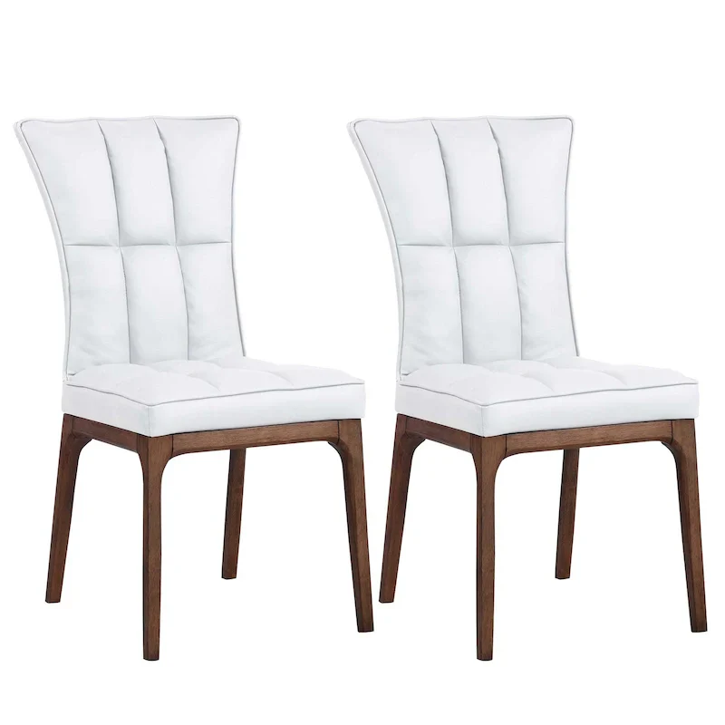 Set of 2 Contemporary Tufted Side Chairs with Sturdy Solid Wood Frame